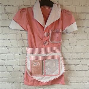 Melissa & Doug Pink and White Waitress Style Dress with Apron. Halloween costume